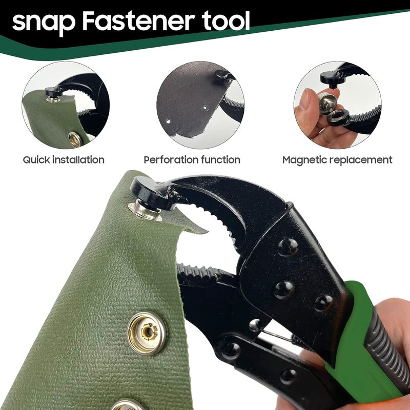 HAPDEN Heavy Duty Snap Fastener Tool kit, Punching Function, Snap Button Tool with Adjustable Setter, 15mm snap Tool with 100 Sets Boat Cover Snaps - Image 4
